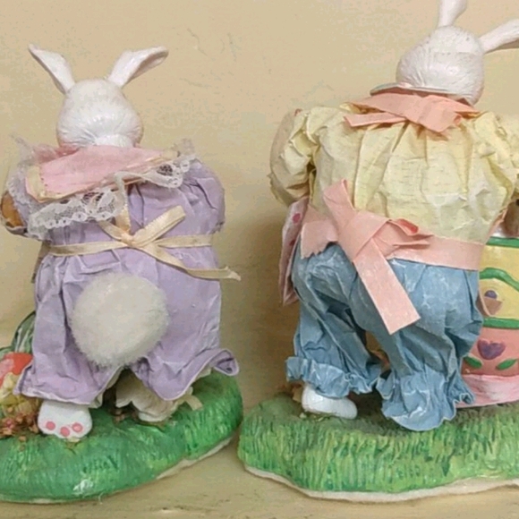 Paper Mache Easter Bunny Couple - Picture 6 of 9